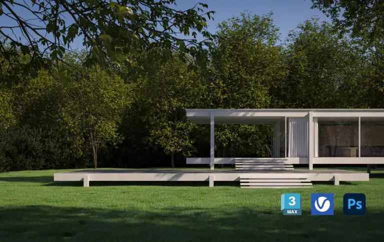 Recreate the Farnsworth House in 3ds Max + V-Ray – FREE COURSE!