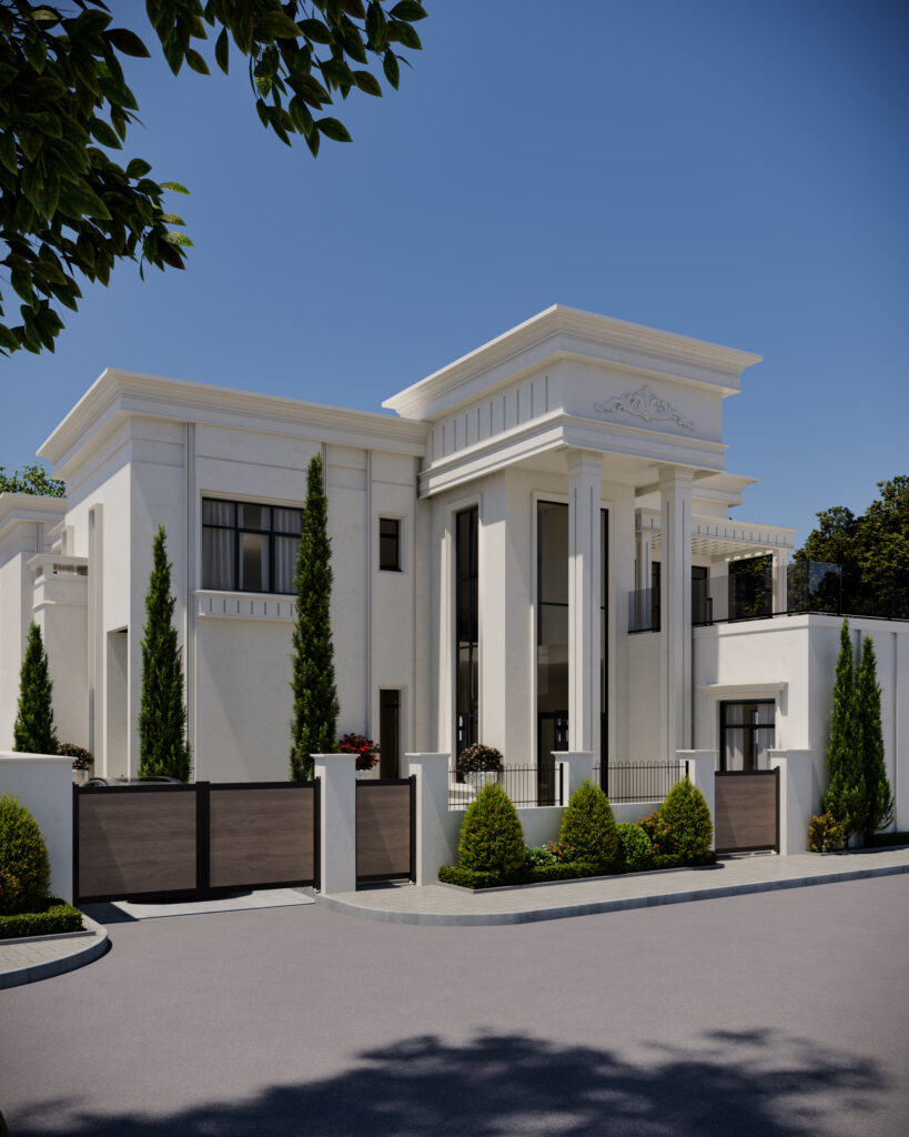 Villa facade exterior render