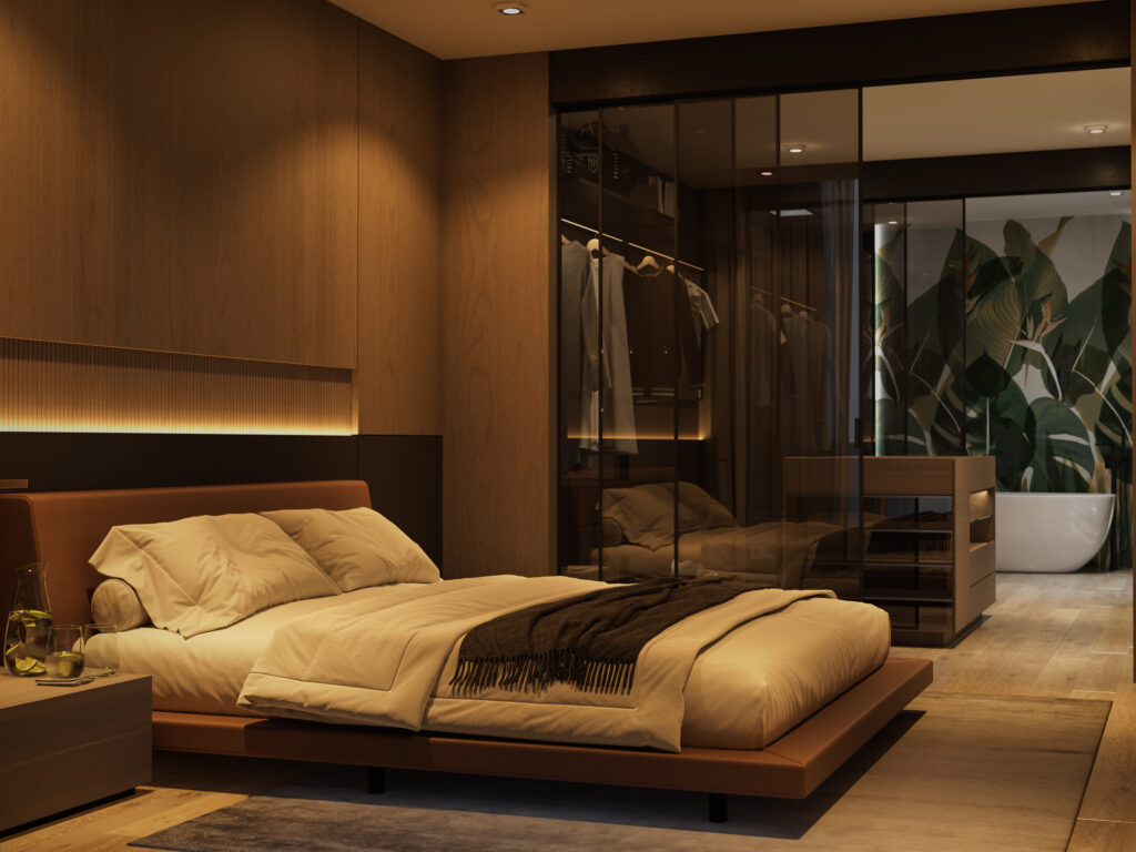 Bedroom multi-zone lighting render